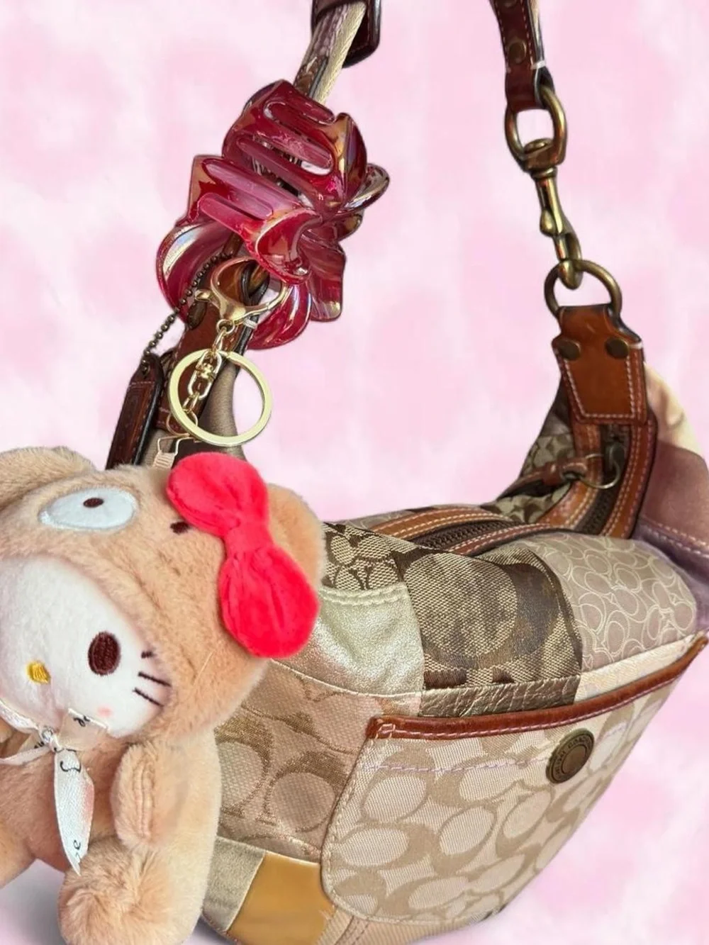 vintage coach patchwork hobo bag